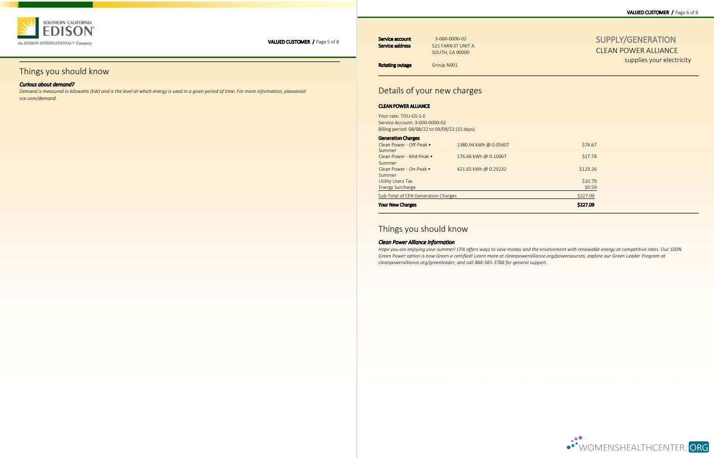 download USA Southern California EDISON utility bill, Word and PDF template, 8 pages 5 6 PDF template